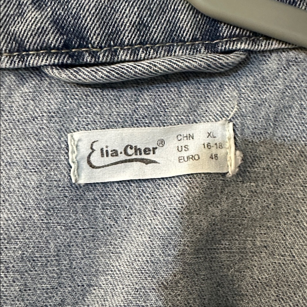 Elia Cher Classic Denim fringe Jacket xl - Picture 3 of 8